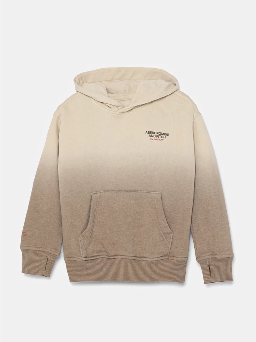 Abercrombie & Fitch Logo Cream to Brown Ombre Relaxed Fit Hoodie Youth 13/14
